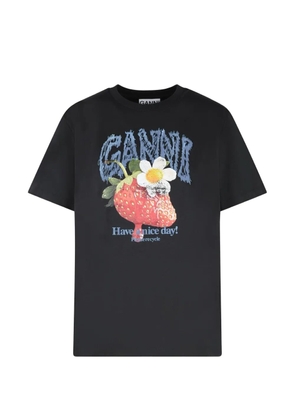 GANNI strawberry-print cotton T-shirt - Black