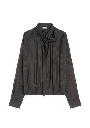 DRIES VAN NOTEN drawstring cupro blouse - Black