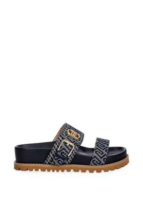 LIU JO monogram-pattern buckle-detail sandals - Blue