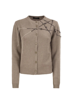 Fabiana Filippi crystal-embellished embroidered cardigan - Brown