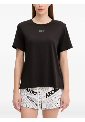 DKNY logo-print newspaper-pattern pajamas - Black