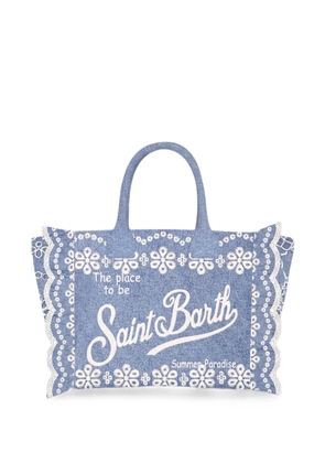 MC2 Saint Barth Colette Volant sangallo-embroidered tote bag - Blue