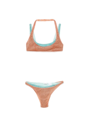 Oséree metallic-effect layered bikini - Orange