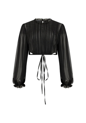 Alberta Ferretti sheer-panelled cropped top - Black