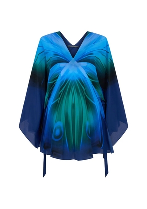 Alberta Ferretti gradient-effect V-neck blouse - Blue