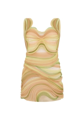 Alberta Ferretti tulle-layered embroidered mini dress - Neutrals