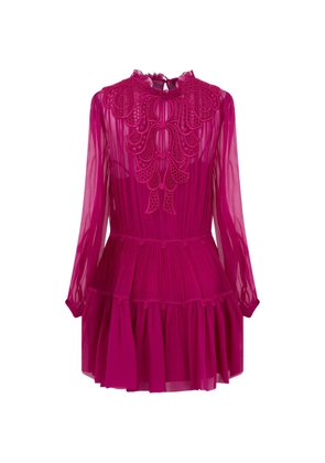 Alberta Ferretti lace-trimmed pleated mini dress - Pink
