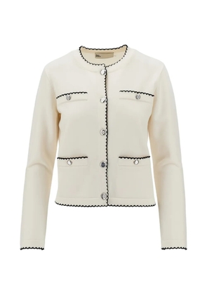 Tory Burch Kendra scallop-trim button-up cardigan - Neutrals