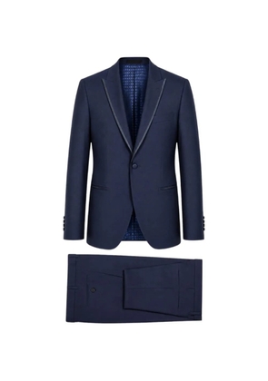 RAMON SANJURJO satin-trim peaked-lapel dinner suit - Blue