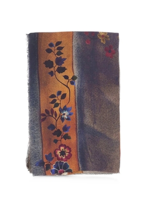 Faliero Sarti floral-print fringed scarf - Blue
