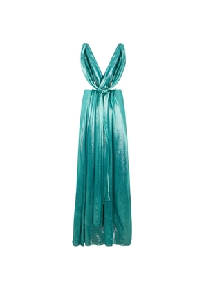 Alberta Ferretti braided-strap V-neck maxi dress - Blue