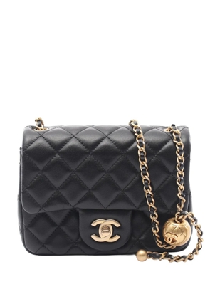 CHANEL Pre-Owned 2020 Mini Square Classic Lambskin Pearl Crush Single Flap crossbody bag - Black