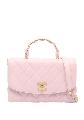 CHANEL Pre-Owned 2021 Quilted Lambskin CC Links Top Handle Flap satchel - Pink