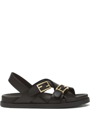 FENDI FF Baguette logo buckle sandals - Black