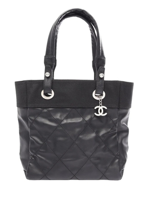 CHANEL Pre-Owned 2012-2013 Small Quilted Coated Canvas Paris Biarritz tote bag - Black