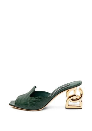 Dolce & Gabbana Pre-Owned Keira lizard-embossed leather heeled sandals - Green