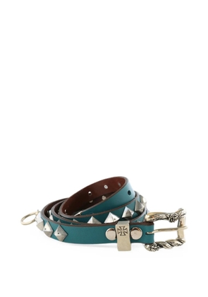 Enfants Riches Déprimés pyramid-studded engraved-buckle belt - Blue