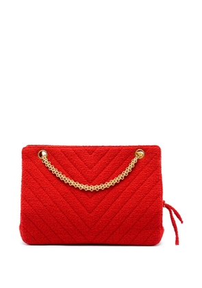 CHANEL Pre-Owned 1994-1996 CC Chevron Tweed Chain shoulder bag - Red