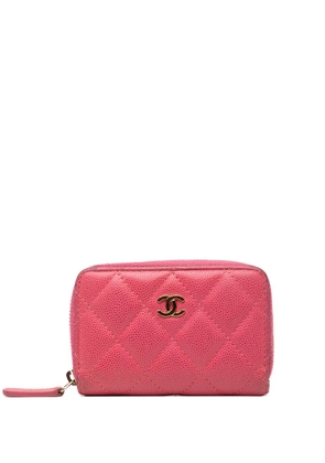 CHANEL Pre-Owned 2018-2019 CC Quilted Caviar Zip Purse coin pouch - Pink