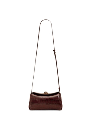 AMI Paris mini crocodile-embossed cow-leather Carrousel bag - Brown