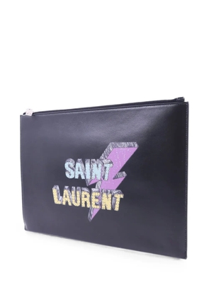 Saint Laurent Pre-Owned logo-print clutch bag - Black