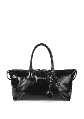 Miu Miu logo-embossed leather tote bag - Black