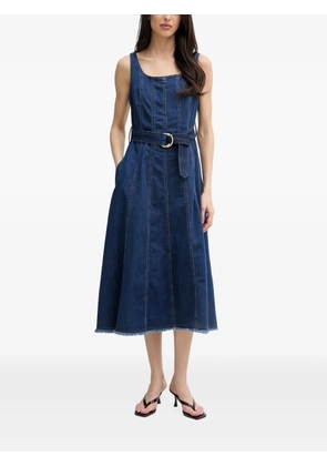 Joseph Ribkoff belted frayed-hem midi dress - Blue