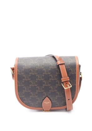 Celine Pre-Owned 2018-2022 Medium Triomphe Coated Canvas Folco crossbody bag - Brown