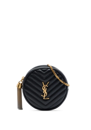 Saint Laurent Pre-Owned 2022 Baby Chevron Calfskin Round Vinyle belt bag - Black