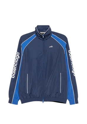 Balenciaga logo-print panelled jacket - Blue