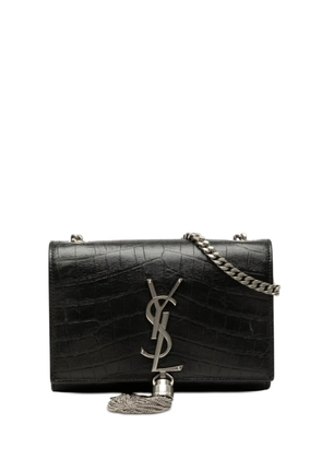 Saint Laurent Pre-Owned 2010-2026 Small Croc Embossed Leather Monogram Kate Tassel crossbody bag - Black