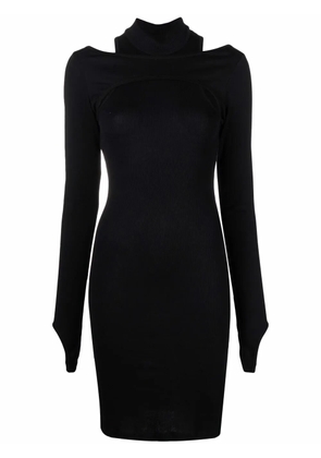 Helmut Lang cut-out high-neck ribbed dress - Black