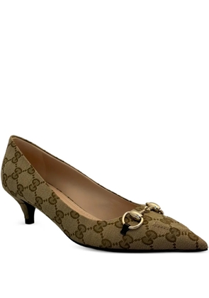 Gucci Erin Horsebit monogram-patterned pumps - Neutrals