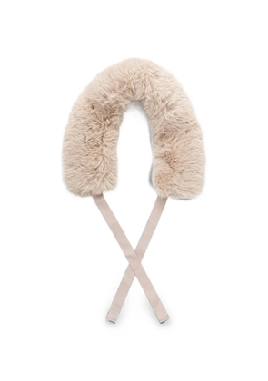 Pedro Del Hierro faux-fur grosgrain-ribbon scarf - Neutrals
