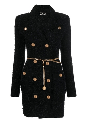 Elisabetta Franchi double-breasted bouclé minidress - Black