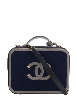 CHANEL Pre-Owned 2019 Medium Tricolor Jersey CC Filigree Vanity Case satchel - Blue