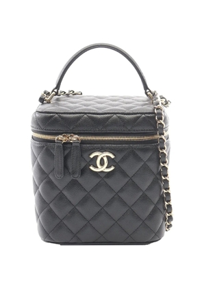 CHANEL Pre-Owned 2021-2026 CC Quilted Caviar Top Handle Vanity with Chain satchel - Black