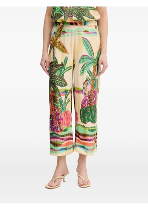 Lola Casademunt palm-print straight-leg trousers - Neutrals