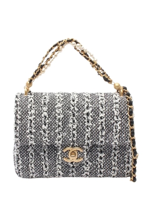 CHANEL Pre-Owned 2021-2026 CC Tweed Pearl Single Flap satchel - Grey
