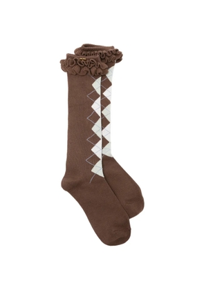 GANNI ruffled-trim socks - Brown