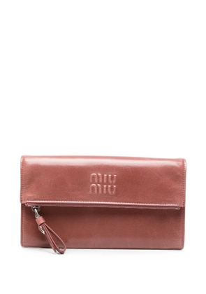 Miu Miu logo-detail leather clutch bag - Pink