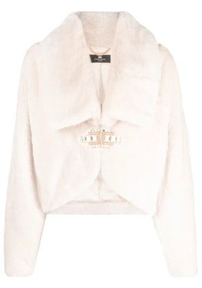 Elisabetta Franchi faux-fur crystal-embellished jacket - Neutrals