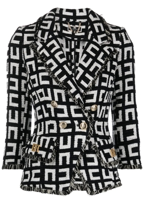 Elisabetta Franchi monogram tweed blazer - Black