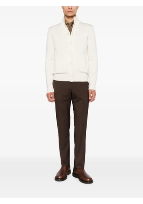 Zanone ribbed-knit high-neck wool cardigan - Neutrals