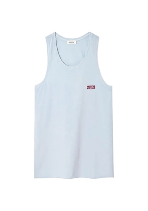 American Vintage Pymaz logo-print raw-edge tank top - Blue