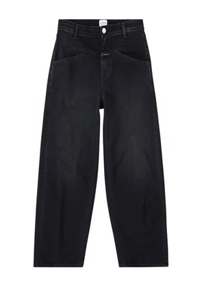 Closed pocket-detail cotton jeans - Black