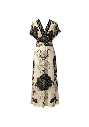 PAHIESA FORMENTERA floral-print V-neck maxi dress - Neutrals