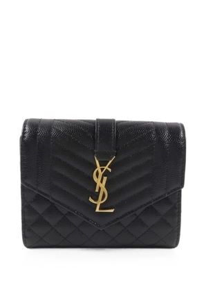 Saint Laurent Pre-Owned Cassandre matelassé tri-fold leather wallet - Black