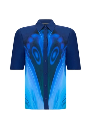 Alberta Ferretti butterfly-print silk shirt - Blue