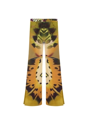 Alberta Ferretti butterfly-print straight-leg trousers - Yellow